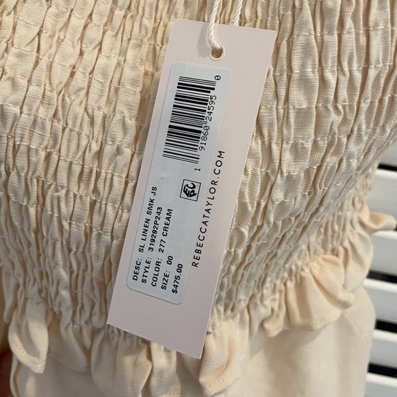 Rebecca Taylor Sleeveless Linen Smock Bow Jumpsuit - Picture 6 of 8